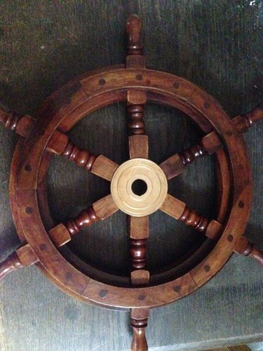 Deco Schiffssteuerrad Messing und Akazienholz Durchmesser 30cm Maritim Nautik 