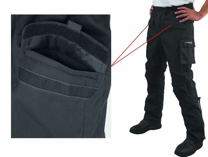 Textil Motorradhose mit Protektoren und Cargotaschen in Schwarz -  wasserdicht - kaufen bei Hood.de - Farbrichtung Schwarz Material Kodra 500D | Regenhosen