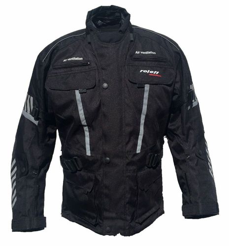 Roleff Racewear lange Motorradjacke in Protektoren, Schwarz - bei Schwarz mit kaufen Kodra Material wasserdicht Hood.de Farbrichtung 500D