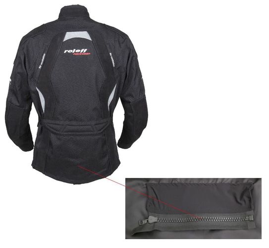 Roleff Racewear 594 - lange mit bei Schwarz Nubukleder Farbrichtung Membrane Material Motorradjacke & - Textil Hood.de kaufen Polyester