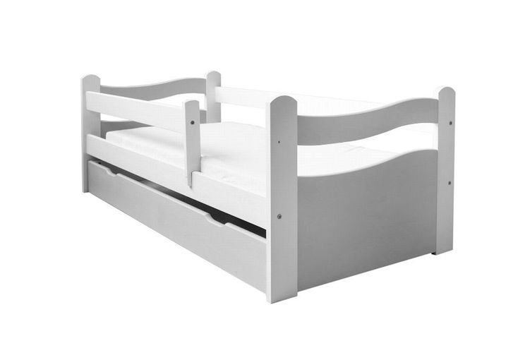 Jugendbett Kinderbett 180x80cm inkl Matratze inkl Schublade Massivholz 180x80cm, weiß grau 