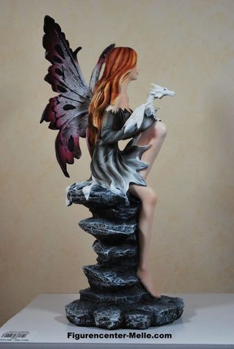 Elfe mit weissem Drache Dragon Drachenfee Fantasy Figur 