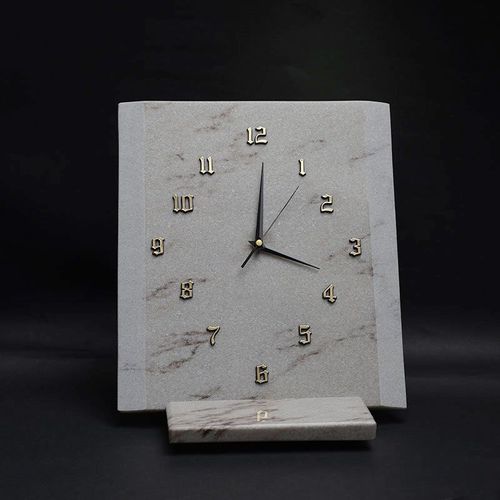Wanduhr Marmor Küchenuhr mit Uhrhalterung Tischuhr Marmor  Marmoruhr
