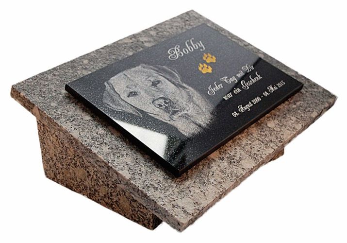 Granit Grabstein GRABPLATTE Herzform ►Text/ Foto Gravur◄ 60x40 cm Hund-hg64 