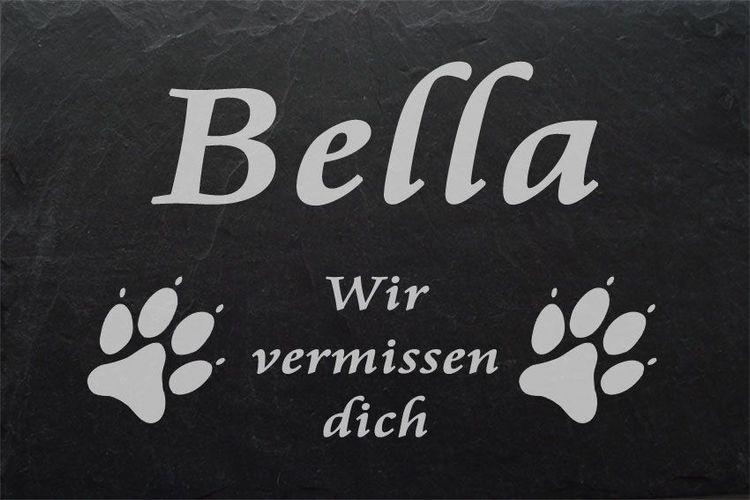 Hundepfoten Tiergrabplatte Tiergrabstein ► mit Gravur ◄ in Schiefer 30 x 20 cm 