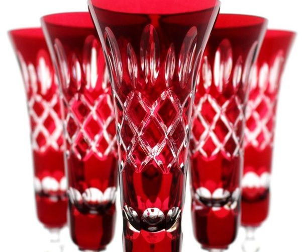 Römer-Kristall Rubin Rot Sekt Gläser Sektgläser 6x 443 RU Römer Bleikristall 