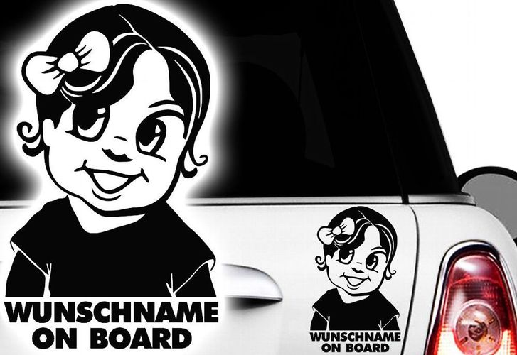 2x Aufkleber Wunschname ON BOARD Sticker Hangover Baby Auto Kind