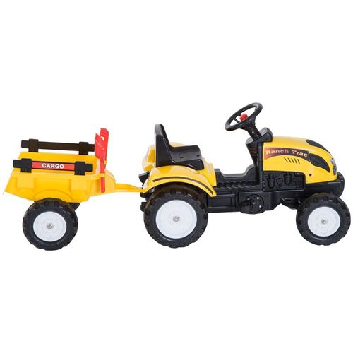 Tretauto mit Anhänger Traktor Trettraktor ab 3 Jahre Spielzeug Kinder Gelb 