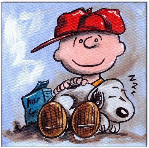 Klausewitz: Original Acryl auf Leinwand: Peanuts Charlie & Snoopy/ 20x20 cm  kaufen bei