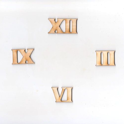 Römische Ziffern Zahlen 1 bis 12 aus Holz 25mm Höhe für Uhren