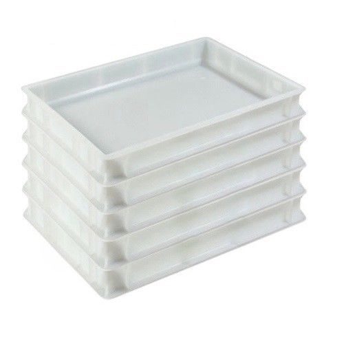 5 Stück Pizzateigbehälter weiß Teigbehälter Stapelbox Teigbox 60x40x7 Gastlando 