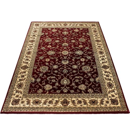 Klassischer Orient  Design Teppich Bordüre Rot Meliert voll gemustert 