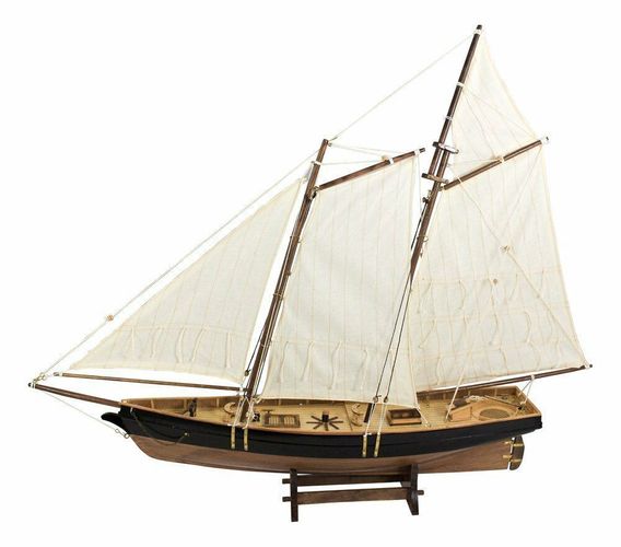 Schiffsmodell Segelyacht aus Holz Leinensegel 121 cm Große  Yacht Segelschiff 