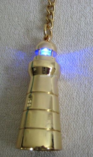 Leuchtturm Messing  mit farbigem Blinklicht Schlüsselanhänger perfekt für di 
