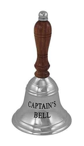 Messing Handglocke Captain's Bell 16 cm Tischglocke mit Holzgriff und Gravur