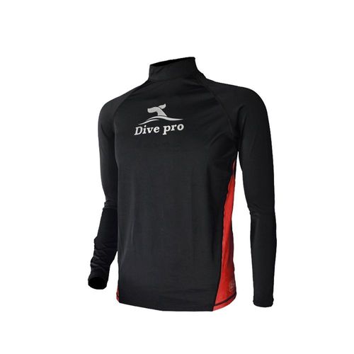 DivePro Rash Guard UV Shirt Herren Lycra Kurzarm schwarz-rot 