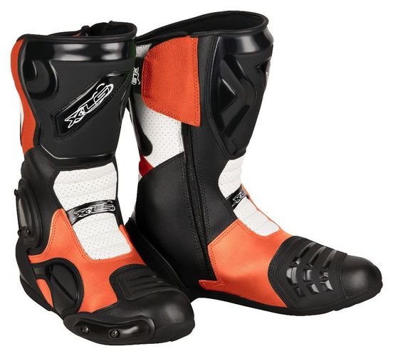 Neu hochwertige XLS Motorradstiefel Racing Boots schwarz weiß orange Gr 40-47 