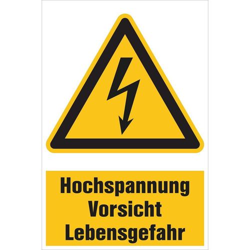 Warnschild „Hochspannung! Vorsicht Lebensgefahr!“ – Selbstklebend, 20 X 40 Cm, UV-beständig