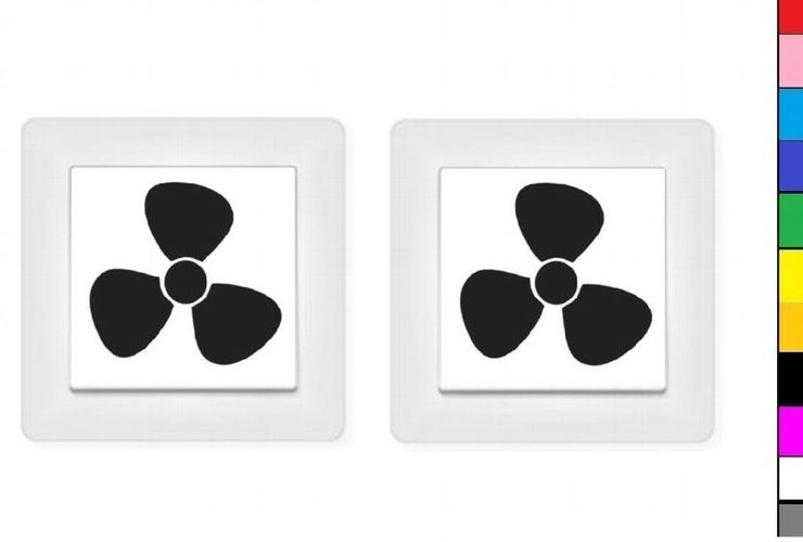 2 x Ventilator und 2 x Licht Symbol Aufkleber, Schalteraufkleber