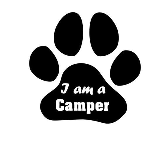 Pfoten Aufkleber mit Schriftzug, Hundepfoten Camping Auto