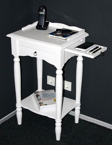 Massivholz Konsolentisch weiß Schreibtisch Beistelltisch Flurtisch Telefontisch 