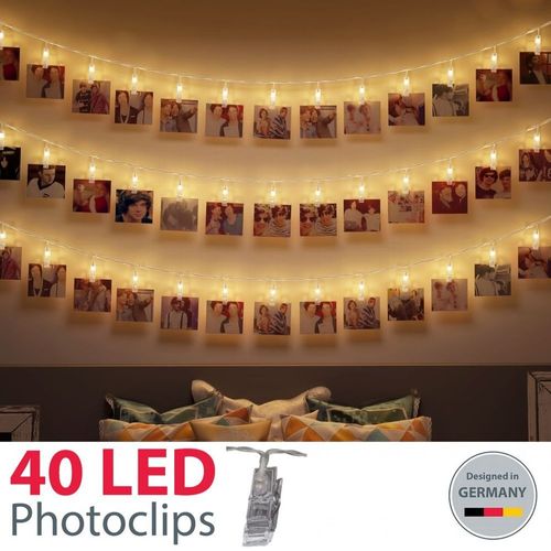 40 LED Foto Lichterkette Clips Klammern Photo Deko String Light Stimmungs Licht 
