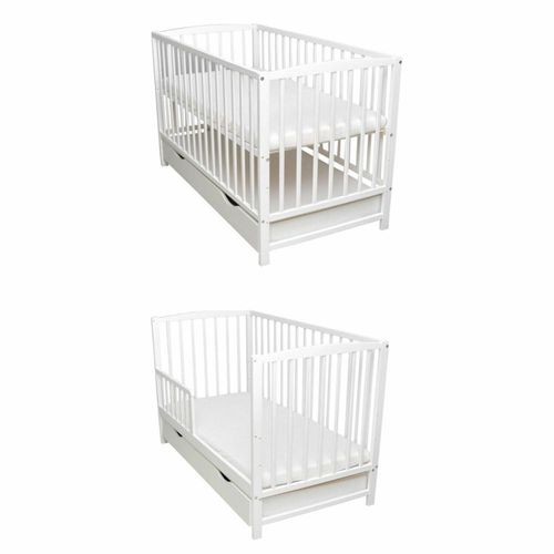 Babybett Kinderbett Wiegebett 120x60 Weiß mit Matratze Neu 