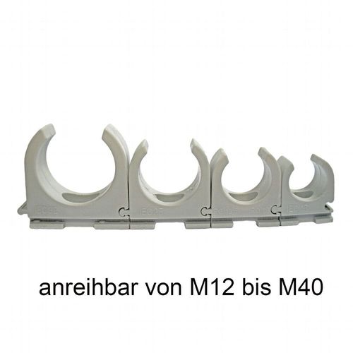25 Stück Klemmschelle M5 Langloch Clipschelle Rohrschelle M32 KuPa Stangen Reihenklemmschellen für Kunststoffrohr