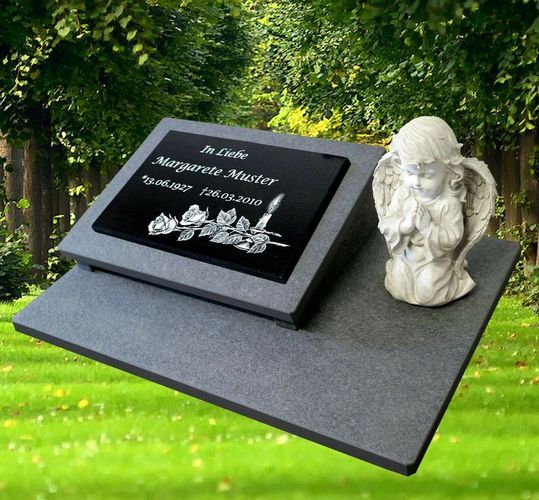 Grabstein Grabplatte Gedenkstein Motiv ca.60x40 Granit Engel 