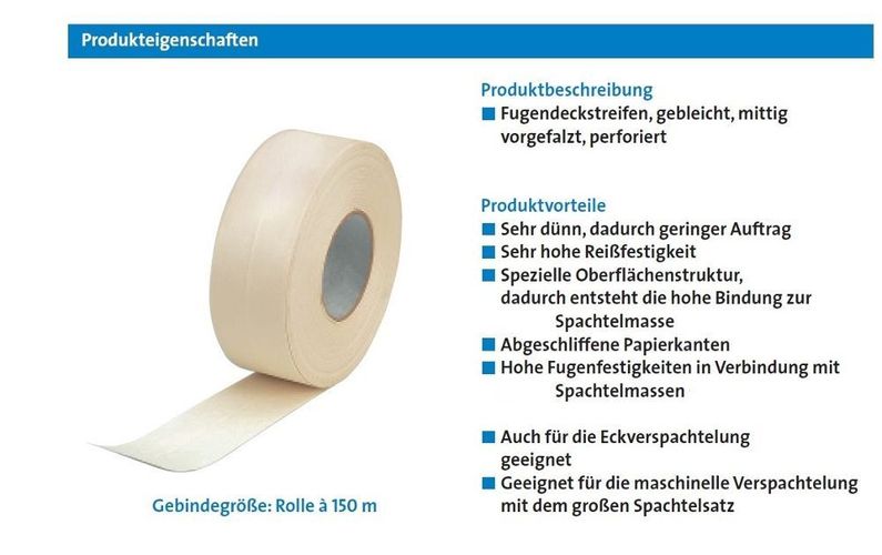 150m Papierbewehrungsstreifen Fugenband Bewehrungsband Armierung GP.0,09€/m 