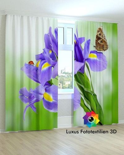 Fotovorhang 3D Fotodruck Fotogardinen "Iris" Vorhang mit Motiv auf Maß 