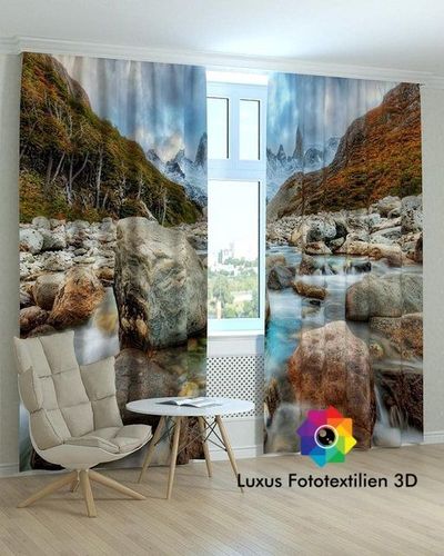 Fotovorhang auf Maß 3D Fotodruck Fotogardinen "Berge" Vorhang mit Motiv 