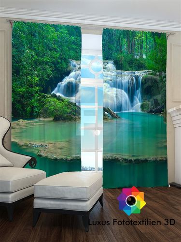 Fotogardinen "Wasserfall" Vorhang 3D Fotodruck Fotovorhang Maßanfertigung 