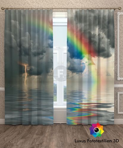 Maßanfertigung Fotogardinen "Regenbogen" Vorhang 3D Fotodruck Fotovorhang 