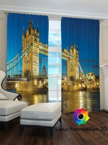 Fotogardinen "Brücke" Vorhang 3D Fotodruck Maßanfertigung Fotovorhang 