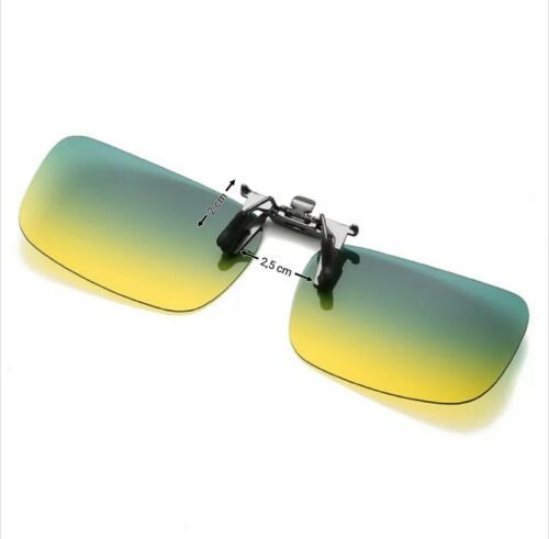 Sonnenbrille ohne Rahmen Bügel Clip Überbrille Nacht Überziehbrille Gelb Grün 