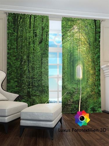 Gardinen bedruckt 3D Vorhänge  Foto Vorhang Green Tree 