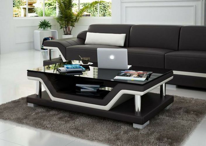 Design Luxus Tisch Lounge Sofa Couch Polster Tisch Leder Braun SL24 NEU! 