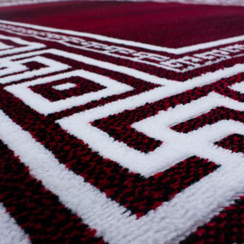 Teppich modern Designer Kurzflor Ornament Bordüre Muster Schwarz Rot Weiß  kaufen bei