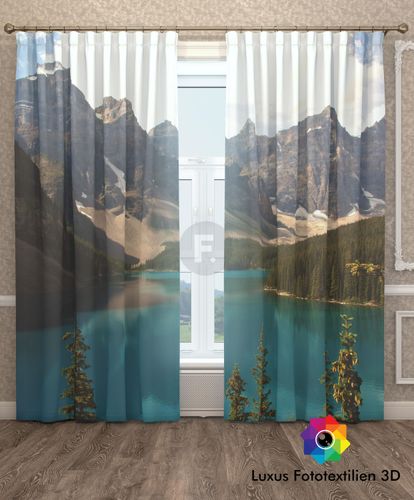 auf Maß 3D Fotodruck Fotovorhang Fotogardinen "Berge" Vorhang mit Motiv 