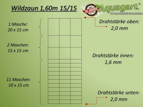 Z-Profil Zaunpfosten 50m Wildzaun Forstzaun Knotengeflecht 160/15/15