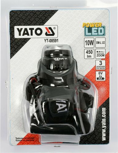 Yato Stirnlampe Kopflampe 10W 450lm XM-L2 Zoom Power LED Werkstatt Outdoor hell 