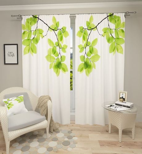 Fotogardinen "Blätter" Vorhang 3D Fotodruck Maßanfertigung Fotovorhang
