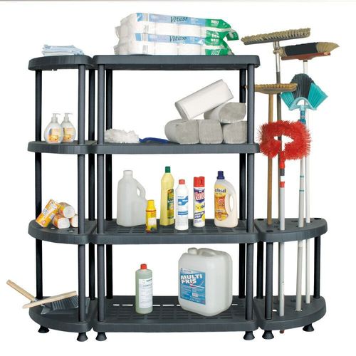 2 Eckregalen 1360x1590x390 mm Kunststoffregal für Hygienebereiche 4 Böden u 