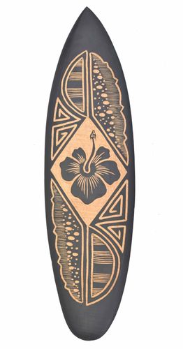2 bunte Deko Surfboards 60cm aus Holz mit Hibiskus Blumen Surfbrett Surfboard 