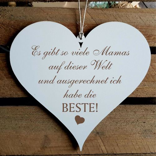 Schild Herz « BESTE MAMA » mit Spruch Geschenk Muttertag Frauentag Geburtstag 