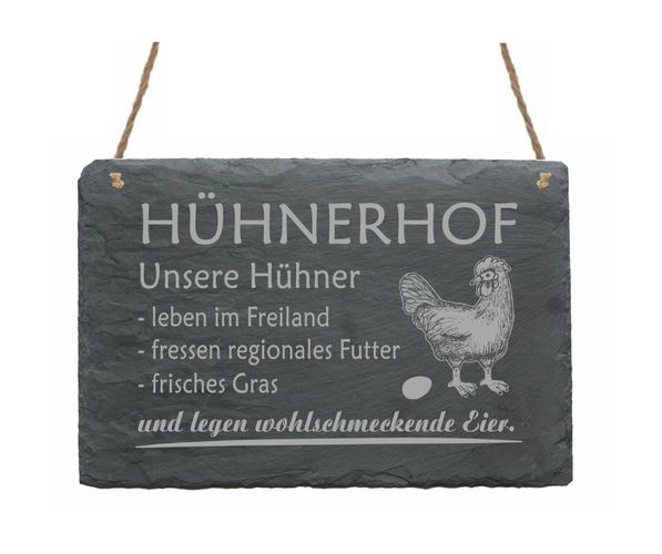 Schiefertafel « HÜHNERHOF » Schild freilaufende Hühner Öko Bio Bauer Eier Huhn 