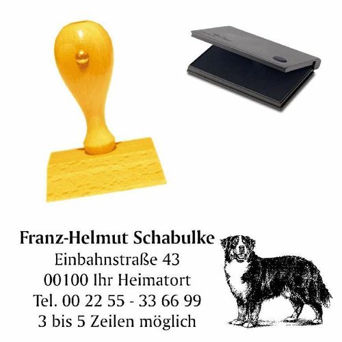 Adressenstempel « BERNHARDINER » mit Kissen Hundeschule Haustier Bergwacht