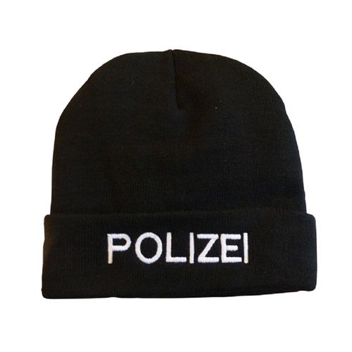 Beanie Hip-Hop Muetze Strickmuetze 2 Farben waehlbar Stickmotiv Polizei 55602 