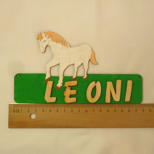 Pony 18cm Holz Türschild Kinderzimmer mit Ihrem Namen Buchstaben Pferd 